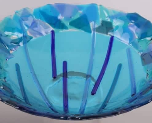 Glass fusion - Schaal Curacao doorsnee 36,5 cm hoog 8.5 cm