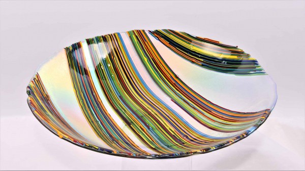 Mark Benne Marks Glass Fusion schaal tropical stringers